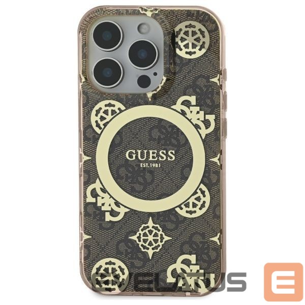 Kitas telefono priedas Guess Guess IML Peony On 4G Background MagSafe Case for iPhone 16 Pro Max - Brown