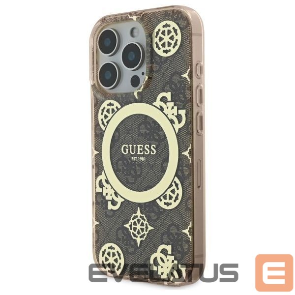 Kitas telefono priedas Guess Guess IML Peony On 4G Background MagSafe Case for iPhone 16 Pro Max - Brown