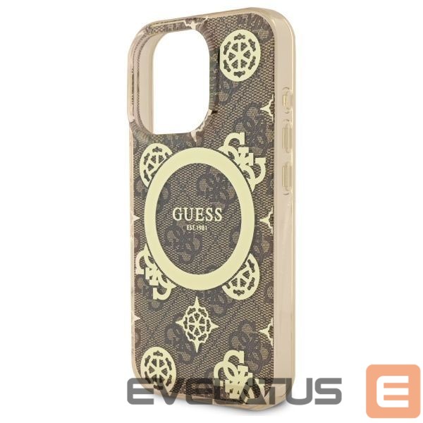 Kitas telefono priedas Guess Guess IML Peony On 4G Background MagSafe Case for iPhone 16 Pro Max - Brown
