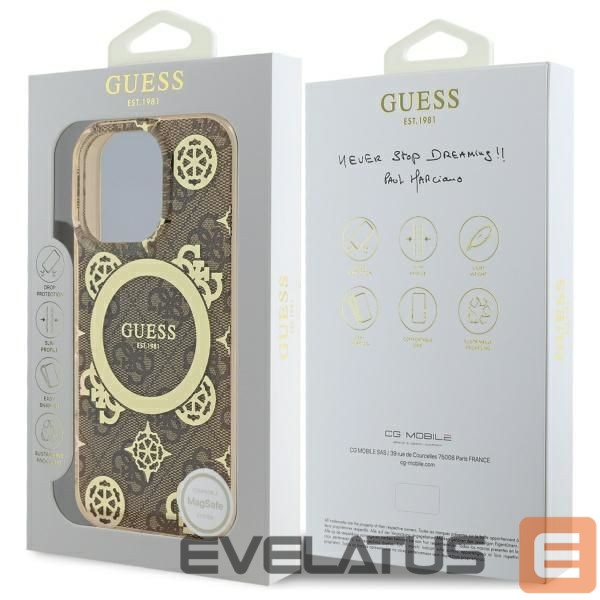 Kitas telefono priedas Guess Guess IML Peony On 4G Background MagSafe Case for iPhone 16 Pro Max - Brown