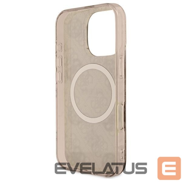 Kitas telefono priedas Guess Guess IML Peony On 4G Background MagSafe Case for iPhone 16 Pro Max - Brown