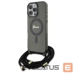 Kitas telefono priedas Guess  Guess Crossbody Cord Script MagSafe Case for iPhone 16 Pro Max - Black 