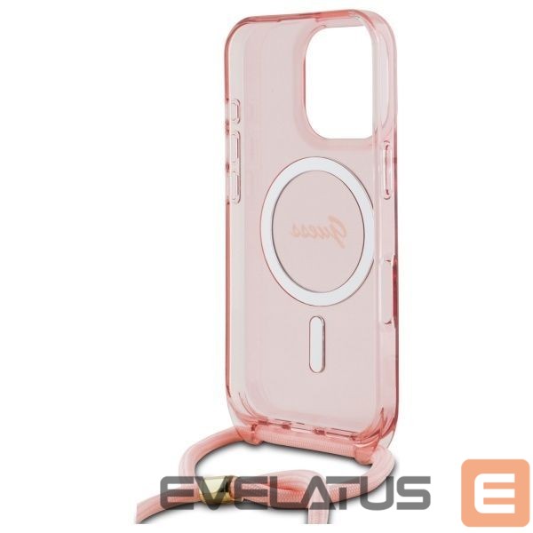 Kitas telefono priedas Guess Guess Crossbody Cord Script MagSafe Case for iPhone 16 Pro Max - Pink
