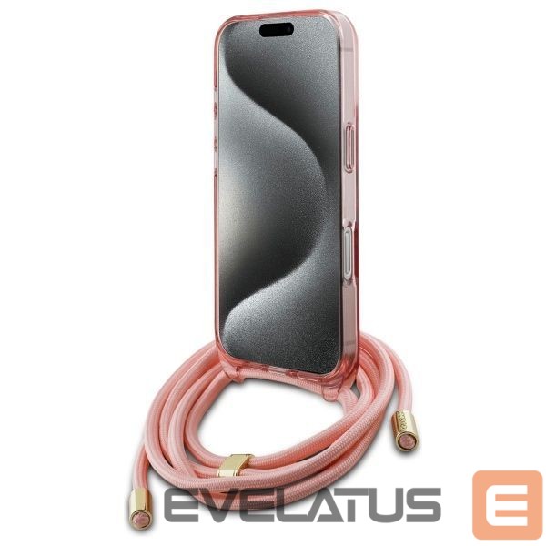 Kitas telefono priedas Guess Guess Crossbody Cord Script MagSafe Case for iPhone 16 Pro Max - Pink