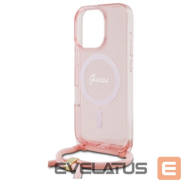 Kitas telefono priedas Guess Guess Crossbody Cord Script MagSafe Case for iPhone 16 Pro Max - Pink