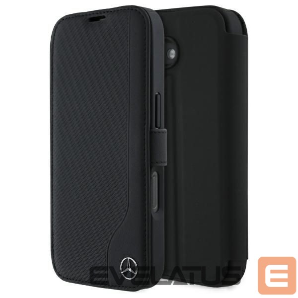 Kitas telefono priedas Mercedes-Benz Mercedes Leather Wood Imitation iPhone 16 Case - Black
