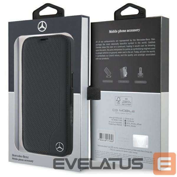 Kitas telefono priedas Mercedes-Benz Mercedes Leather Wood Imitation iPhone 16 Case - Black