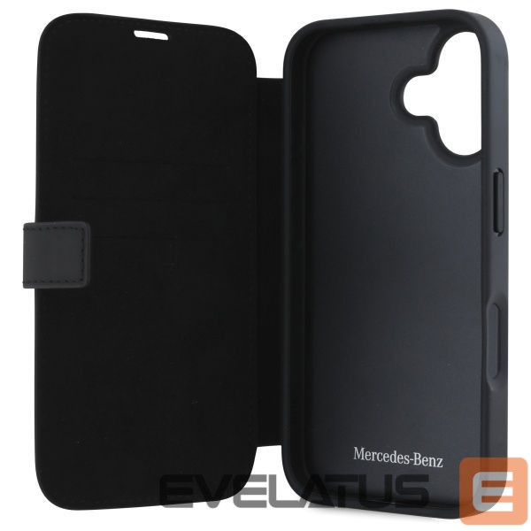 Kitas telefono priedas Mercedes-Benz Mercedes Leather Wood Imitation iPhone 16 Case - Black