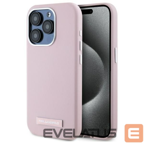 Kitas telefono priedas Karl Lagerfeld Karl Lagerfeld FW Metal Plate MagSafe iPhone 15 Pro Max Case - Pink