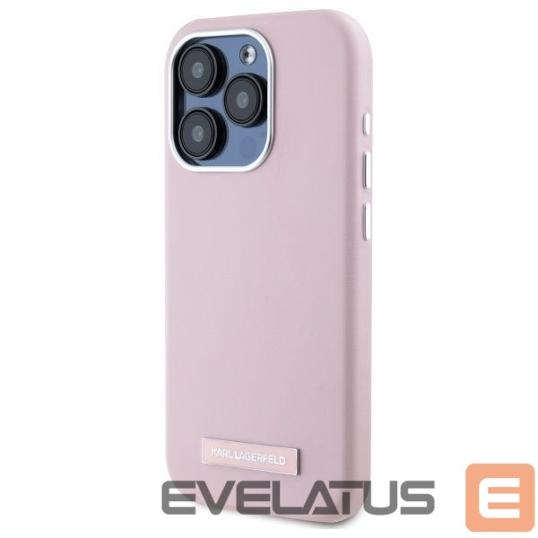 Kitas telefono priedas Karl Lagerfeld Karl Lagerfeld FW Metal Plate MagSafe iPhone 15 Pro Max Case - Pink
