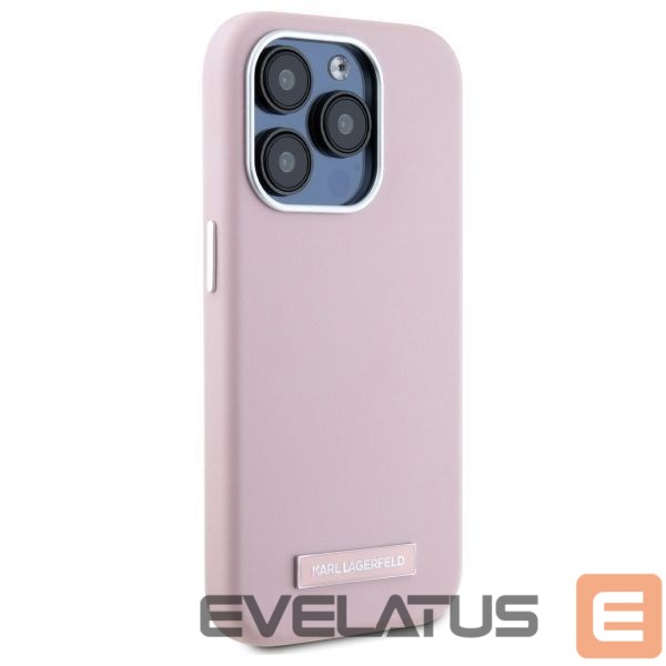 Kitas telefono priedas Karl Lagerfeld Karl Lagerfeld FW Metal Plate MagSafe iPhone 15 Pro Max Case - Pink