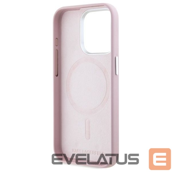 Kitas telefono priedas Karl Lagerfeld Karl Lagerfeld FW Metal Plate MagSafe iPhone 15 Pro Max Case - Pink