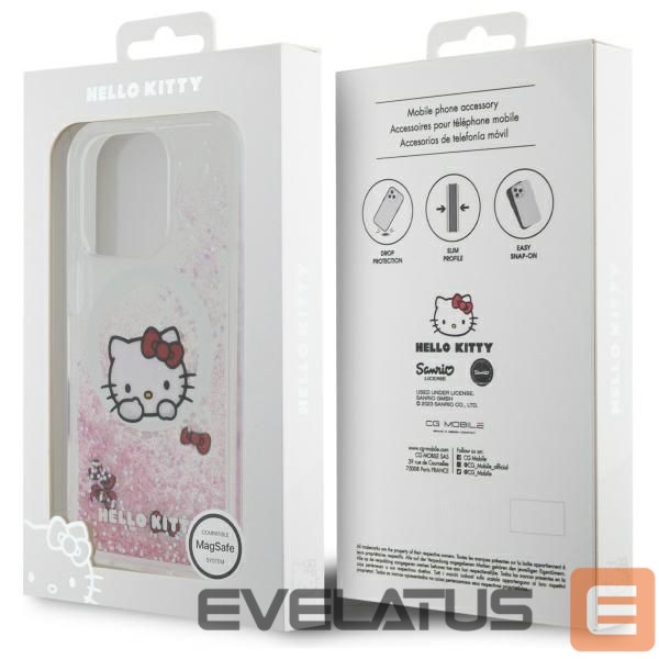 Kitas telefono priedas Hello Kitty Hello Kitty Liquid Glitter Sweet Kitty Bows MagSafe iPhone 16 Pro Case - White