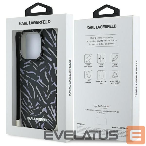 Kitas telefono priedas Karl Lagerfeld Karl Lagerfeld Zebra With Cord iPhone 16 Pro Case - Purple