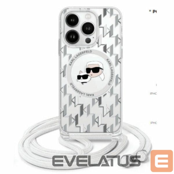 Kitas telefono priedas Karl Lagerfeld Karl Lagerfeld KLHMP16LHCKCKLCT iPhone 16 Pro 6.3" transparent hardcase IML Crossbody Monogram Karl & Choupette Head MagSafe