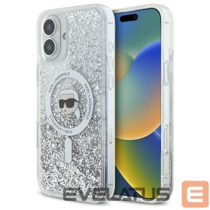 Kitas telefono priedas Karl Lagerfeld  Karl Lagerfeld Liquid Glitter Karl Head Magsafe Case for iPhone 16 Plus - Clear 