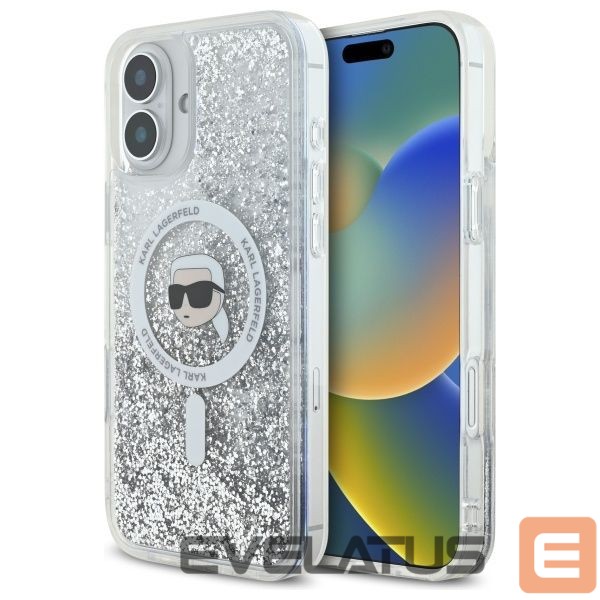 Kitas telefono priedas Karl Lagerfeld Karl Lagerfeld Liquid Glitter Karl Head Magsafe Case for iPhone 16 Plus - Clear