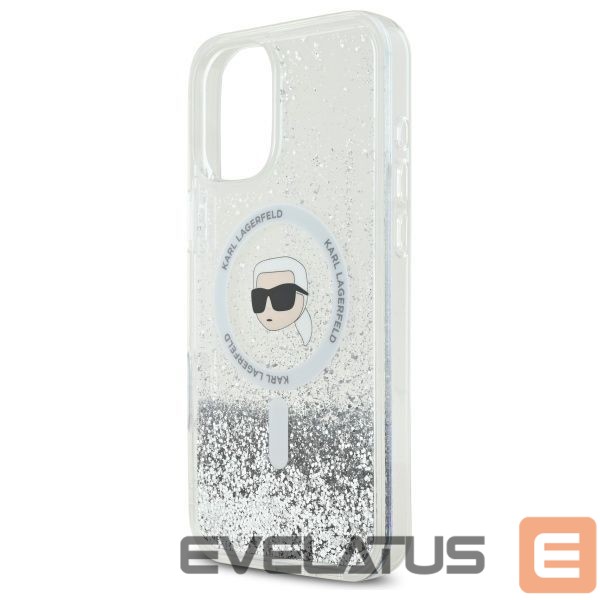 Kitas telefono priedas Karl Lagerfeld Karl Lagerfeld Liquid Glitter Karl Head Magsafe Case for iPhone 16 Plus - Clear