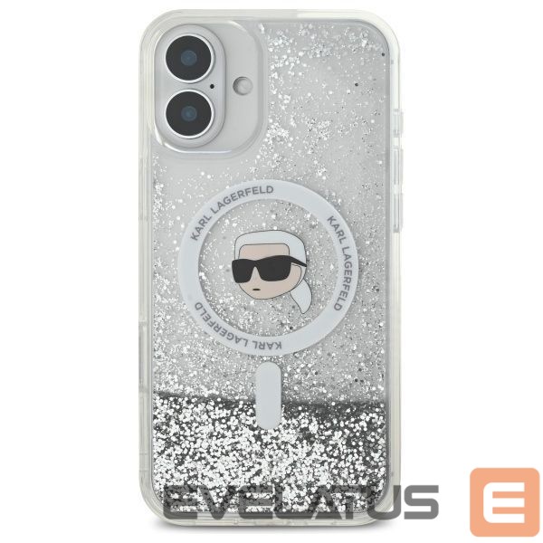 Kitas telefono priedas Karl Lagerfeld Karl Lagerfeld Liquid Glitter Karl Head Magsafe Case for iPhone 16 Plus - Clear