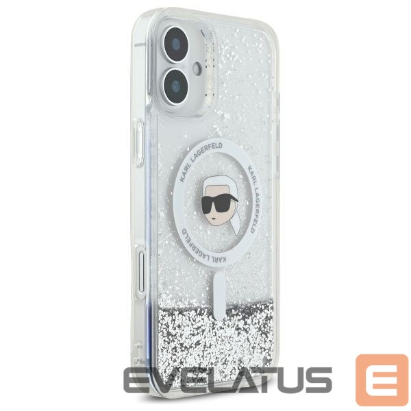 Kitas telefono priedas Karl Lagerfeld Karl Lagerfeld Liquid Glitter Karl Head Magsafe Case for iPhone 16 Plus - Clear