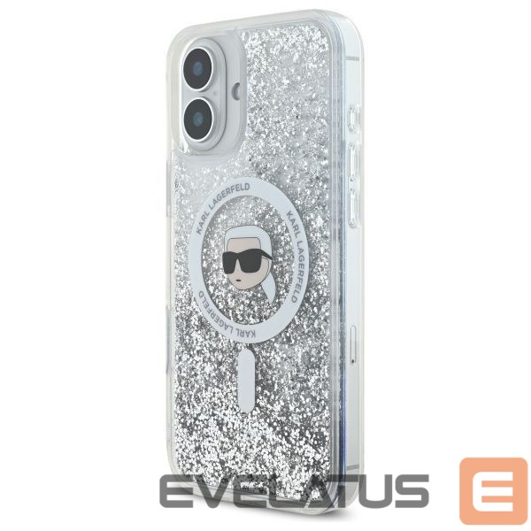 Kitas telefono priedas Karl Lagerfeld Karl Lagerfeld Liquid Glitter Karl Head Magsafe Case for iPhone 16 Plus - Clear