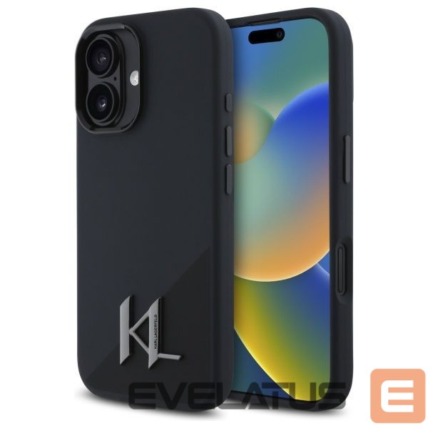 Kitas telefono priedas Karl Lagerfeld Karl Lagerfeld KLHMP16SSCMKMPCK iPhone 16 6.1" black/black hardcase Silicone Shadow Metal Initial MagSafe