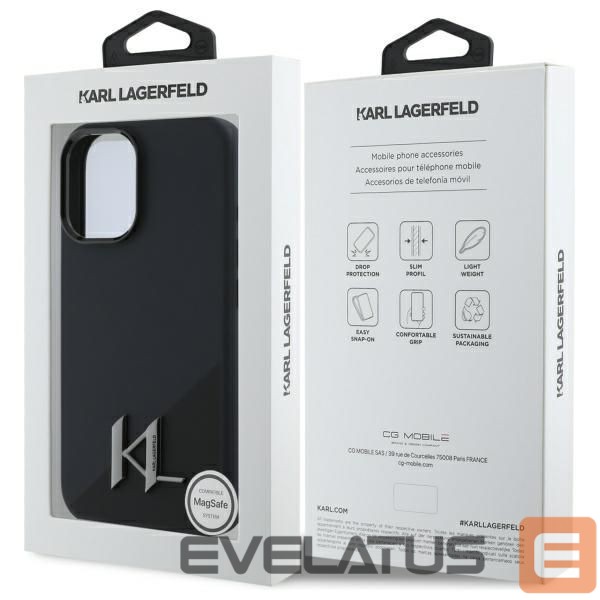 Kitas telefono priedas Karl Lagerfeld Karl Lagerfeld KLHMP16SSCMKMPCK iPhone 16 6.1" black/black hardcase Silicone Shadow Metal Initial MagSafe