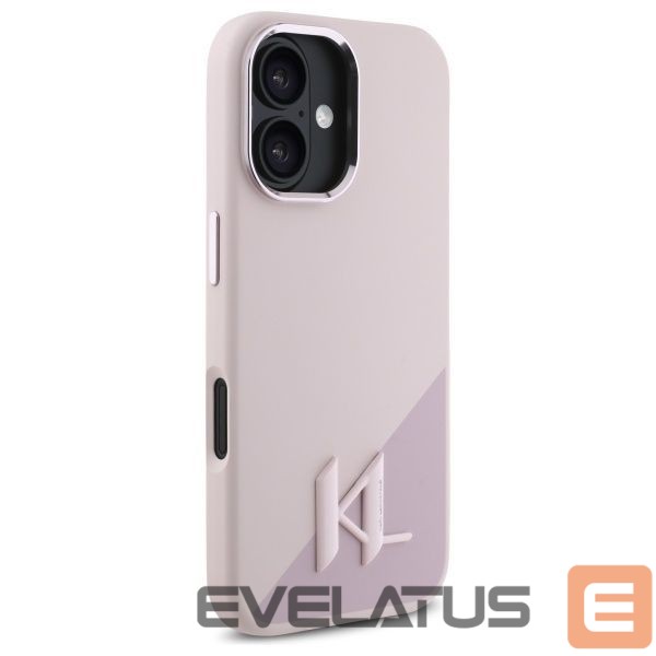 Kitas telefono priedas Karl Lagerfeld Karl Lagerfeld Silicone Shadow Metal Initial MagSafe iPhone 16 Case - Pink