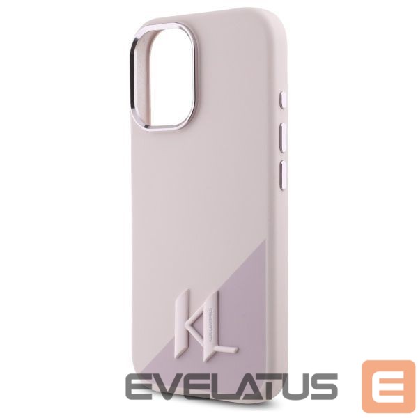 Kitas telefono priedas Karl Lagerfeld Karl Lagerfeld Silicone Shadow Metal Initial MagSafe iPhone 16 Case - Pink