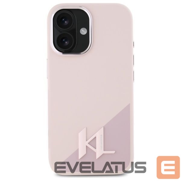 Kitas telefono priedas Karl Lagerfeld Karl Lagerfeld Silicone Shadow Metal Initial MagSafe iPhone 16 Case - Pink