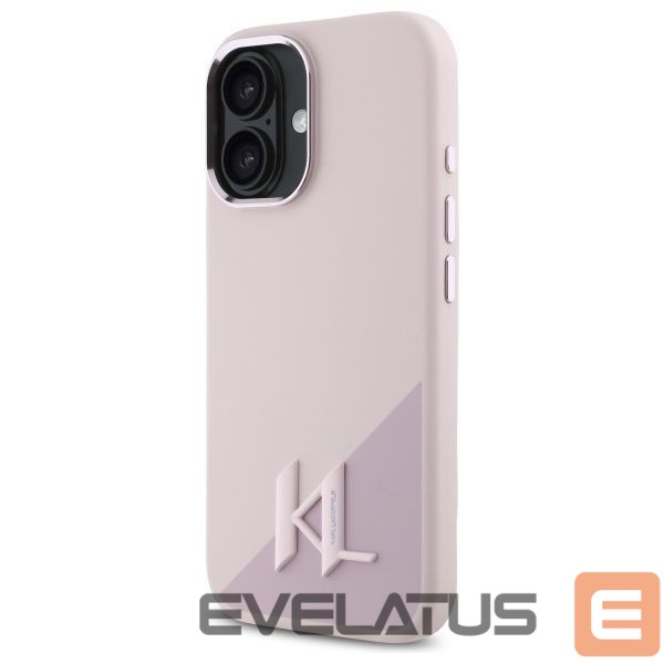 Kitas telefono priedas Karl Lagerfeld Karl Lagerfeld Silicone Shadow Metal Initial MagSafe iPhone 16 Case - Pink