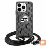 Kitas telefono priedas Karl Lagerfeld  Karl Lagerfeld IML Crossbody Monogram Karl & Choupette Head MagSafe Case for iPhone 16 Pro Max - Black 