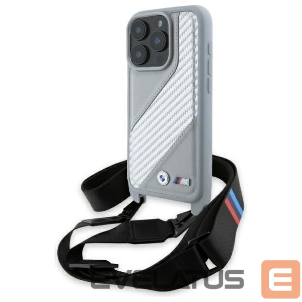 Kitas telefono priedas BMW BMW M Edition Carbon Stripe & Strap iPhone 16 Pro Case - Gray