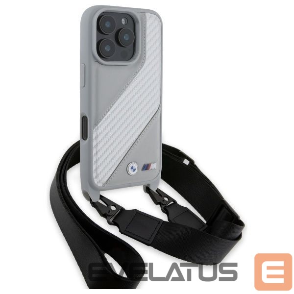 Kitas telefono priedas BMW BMW M Edition Carbon Stripe & Strap iPhone 16 Pro Case - Gray