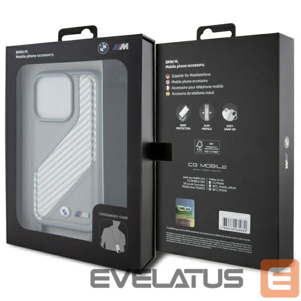 Kitas telefono priedas BMW BMW M Edition Carbon Stripe & Strap iPhone 16 Pro Case - Gray