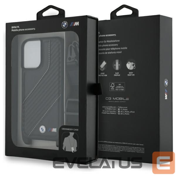 Kitas telefono priedas BMW BMW M Edition Carbon Stripe & Strap iPhone 16 Plus Case - Black