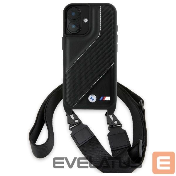 Kitas telefono priedas BMW BMW M Edition Carbon Stripe & Strap iPhone 16 Plus Case - Black