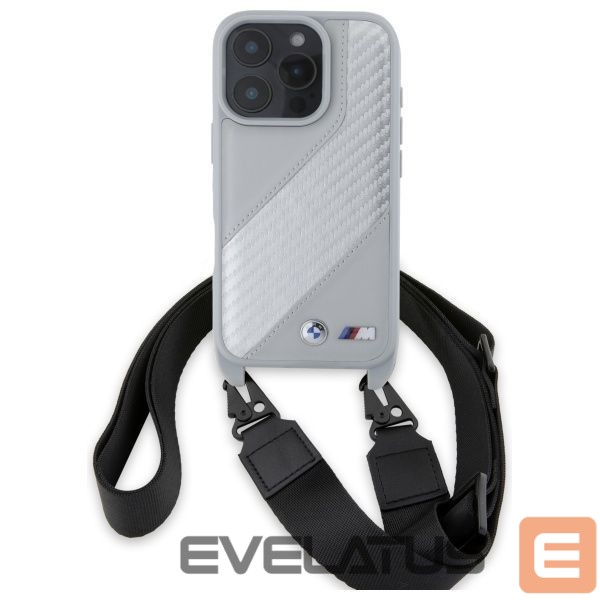 Kitas telefono priedas BMW BMW M Edition Carbon Stripe & Strap iPhone 16 Pro Max Case - Gray