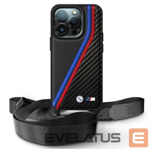 Kitas telefono priedas BMW  BMW M Edition Carbon Tricolor Lines & Strap Case for iPhone 16 Pro Max - Black 