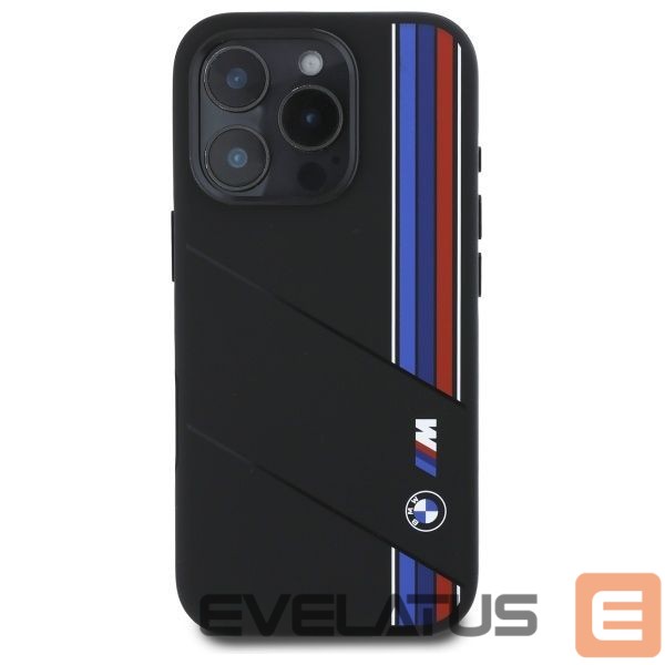 Kitas telefono priedas BMW BMW BMHMP16L23SCUK iPhone 16 Pro 6.3" black/black hardcase Silicone Cut Tricolor Lines MagSafe