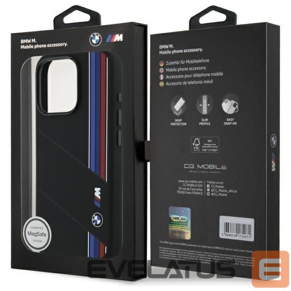 Kitas telefono priedas BMW BMW BMHMP16L23SCUK iPhone 16 Pro 6.3" black/black hardcase Silicone Cut Tricolor Lines MagSafe