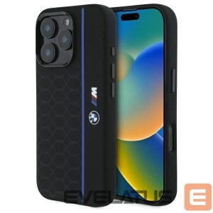 Kitas telefono priedas BMW  BMW Silicone Hexagon Blue Line MagSafe iPhone 16 Pro Case - Black 
