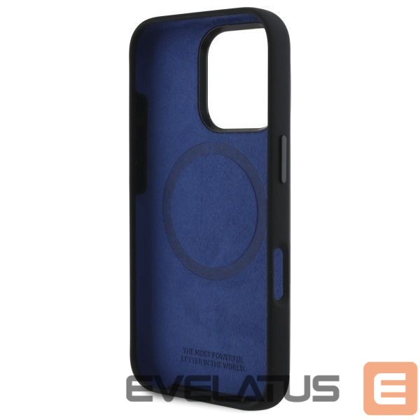 Kitas telefono priedas BMW BMW Silicone Hexagon Blue Line MagSafe iPhone 16 Pro Case - Black