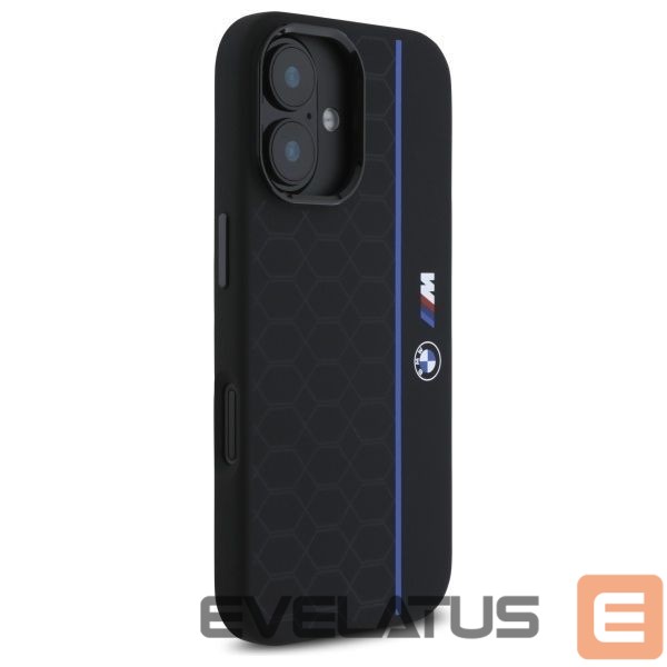Kitas telefono priedas BMW BMW BMHMP16S23SHEB iPhone 16 6.1" black/black hardcase Silicone Hexagon Blue Line MagSafe