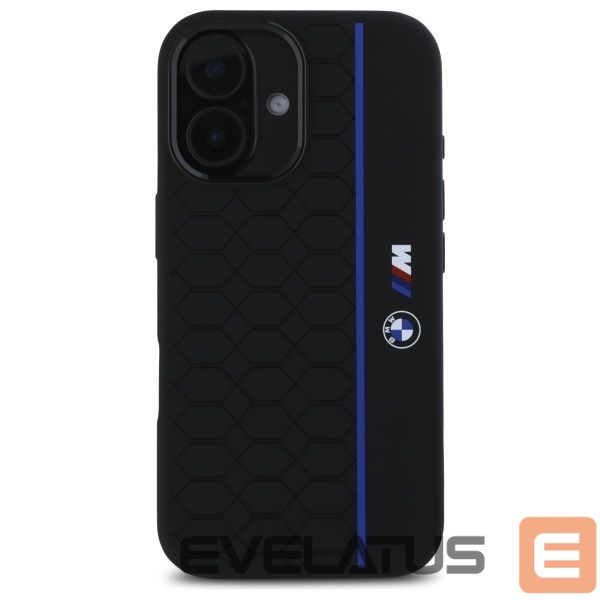 Kitas telefono priedas BMW BMW BMHMP16S23SHEB iPhone 16 6.1" black/black hardcase Silicone Hexagon Blue Line MagSafe