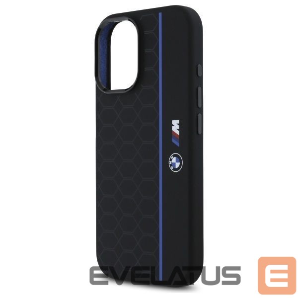 Kitas telefono priedas BMW BMW BMHMP16S23SHEB iPhone 16 6.1" black/black hardcase Silicone Hexagon Blue Line MagSafe