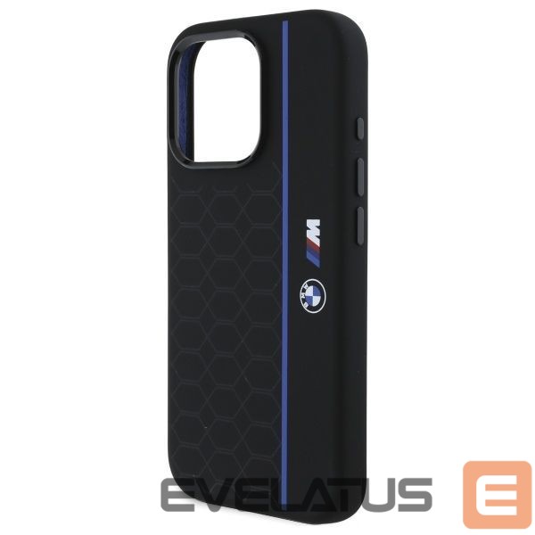 Kitas telefono priedas BMW BMW BMHMP16X23SHEB iPhone 16 Pro Max 6.9" black/black hardcase Silicone Hexagon Blue Line MagSafe