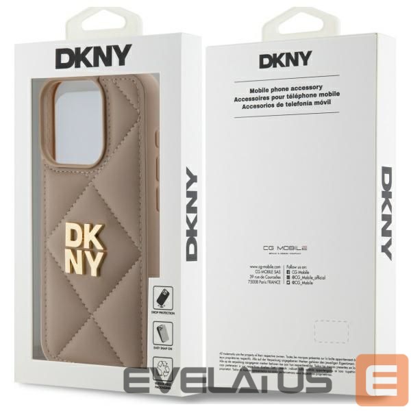 Kitas telefono priedas DKNY DKNY Quilted Stack Logo iPhone 15 Pro Case - Beige