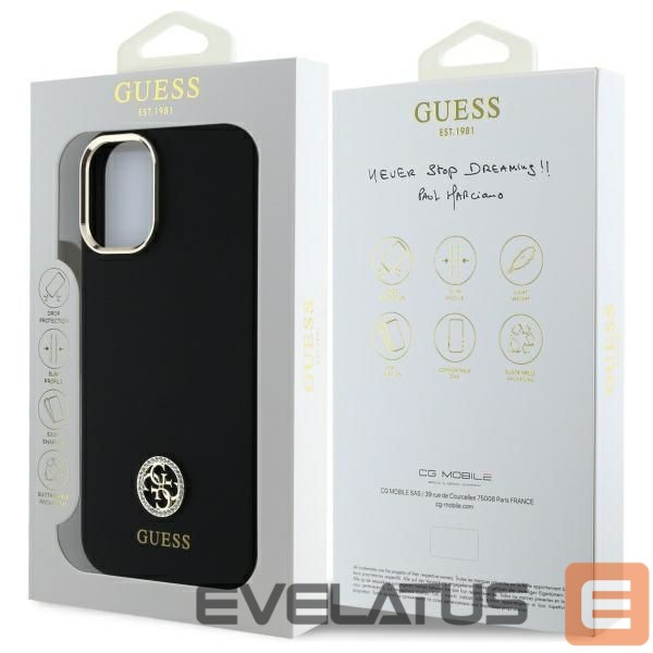 Kitas telefono priedas Guess Guess Silicone Logo Strass 4G Case for iPhone 16 - Black