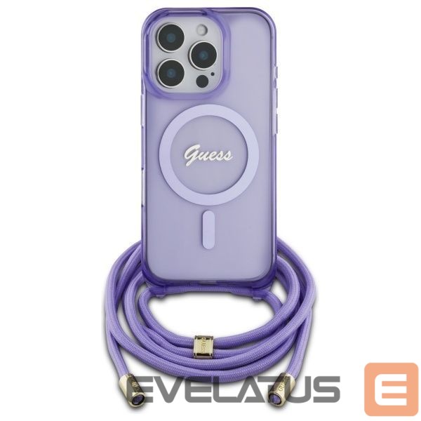 Kitas telefono priedas Guess Guess Crossbody Cord Script MagSafe Case for iPhone 16 Pro - Purple